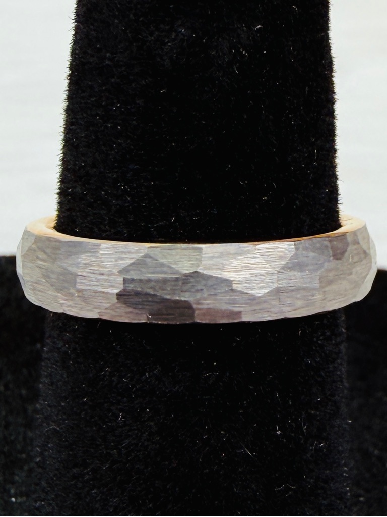 Beautiful Tungsten Gray, Goldtone Inside Size 5, Band Ring